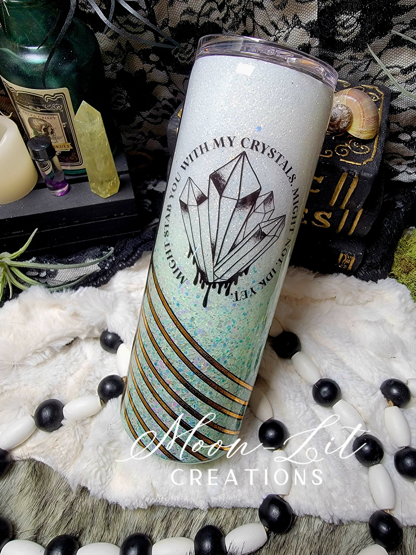 Minty Green Crystal 20oz Skinny cup (Ready to Ship)