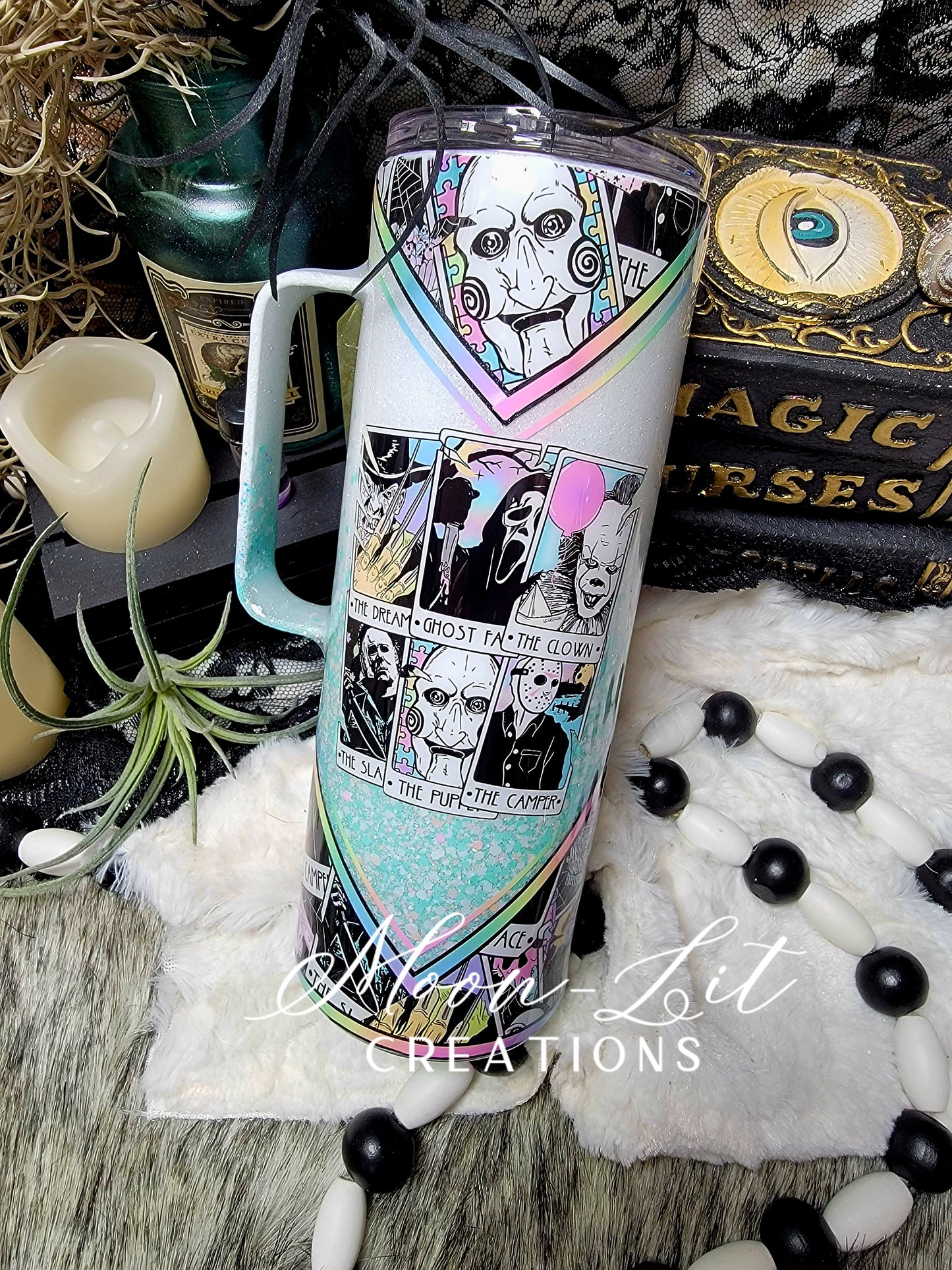 Pastel Horror Movie Characters 20oz Skinny w/handle (Ready to Ship)