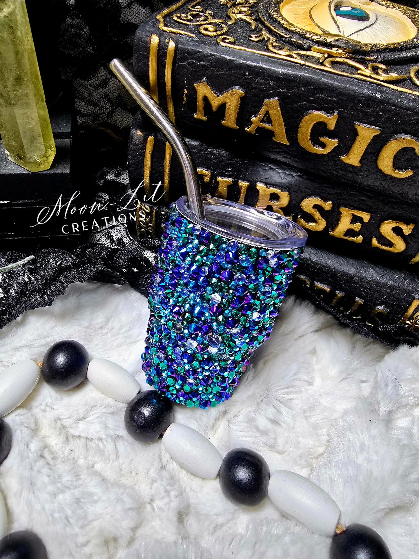 Rhinestone Shot Glass with lid & Straw