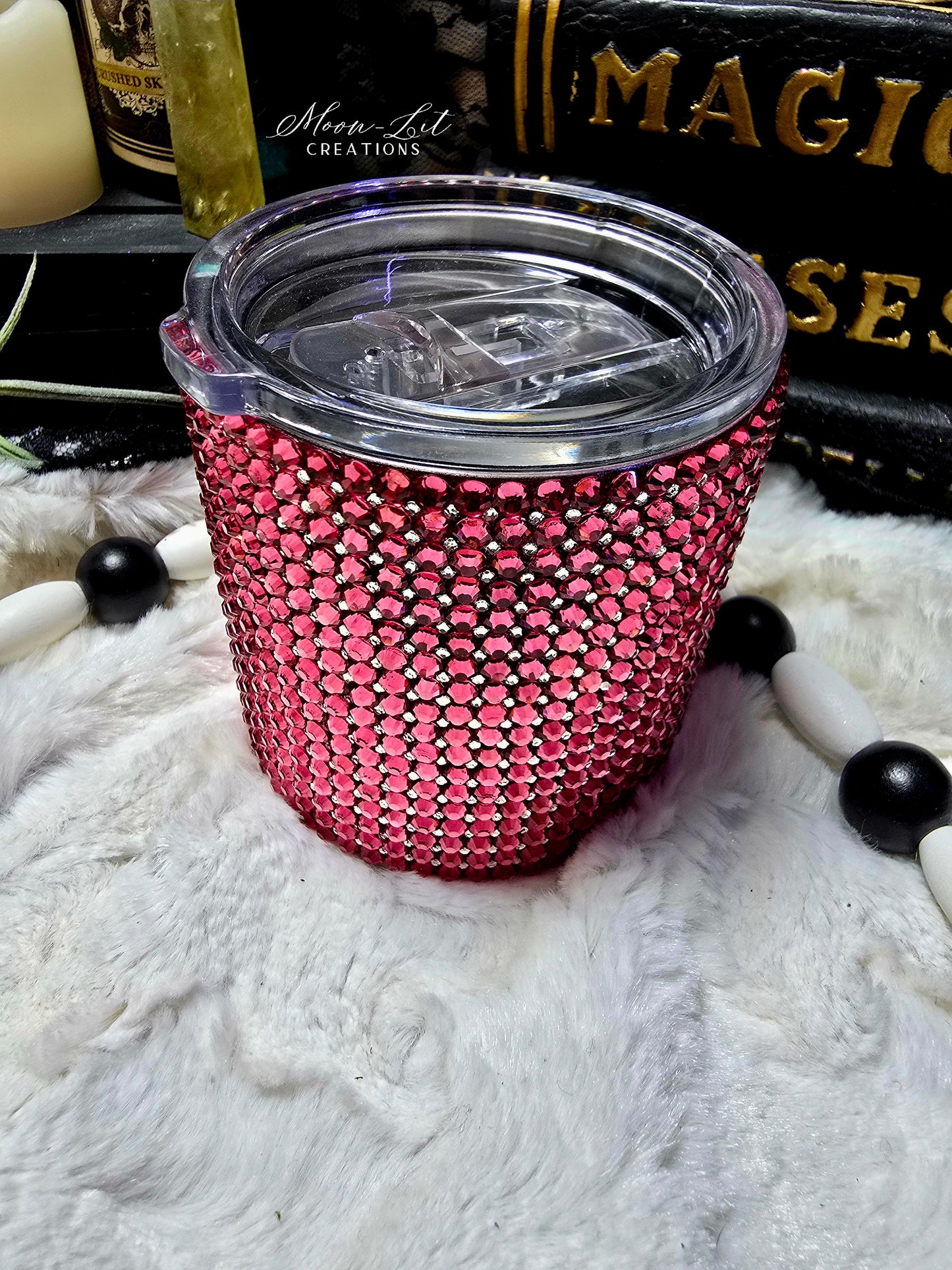 Pink & Silver Rhinestoned Whiskey Tumbler (Ready to Ship)