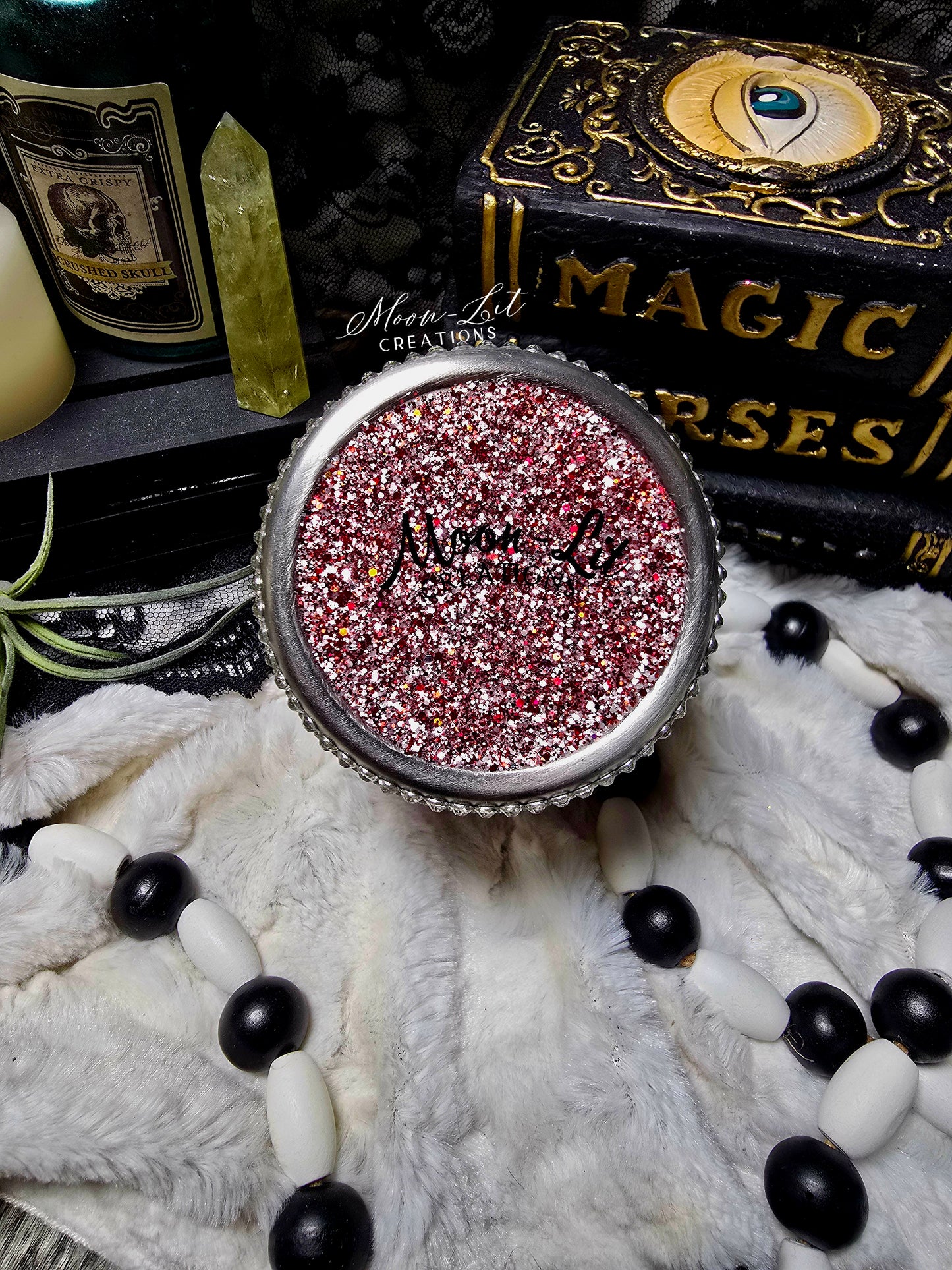 Ruby Red & Silver Ombred Rhinestoned Whiskey Tumbler (Ready to Ship)