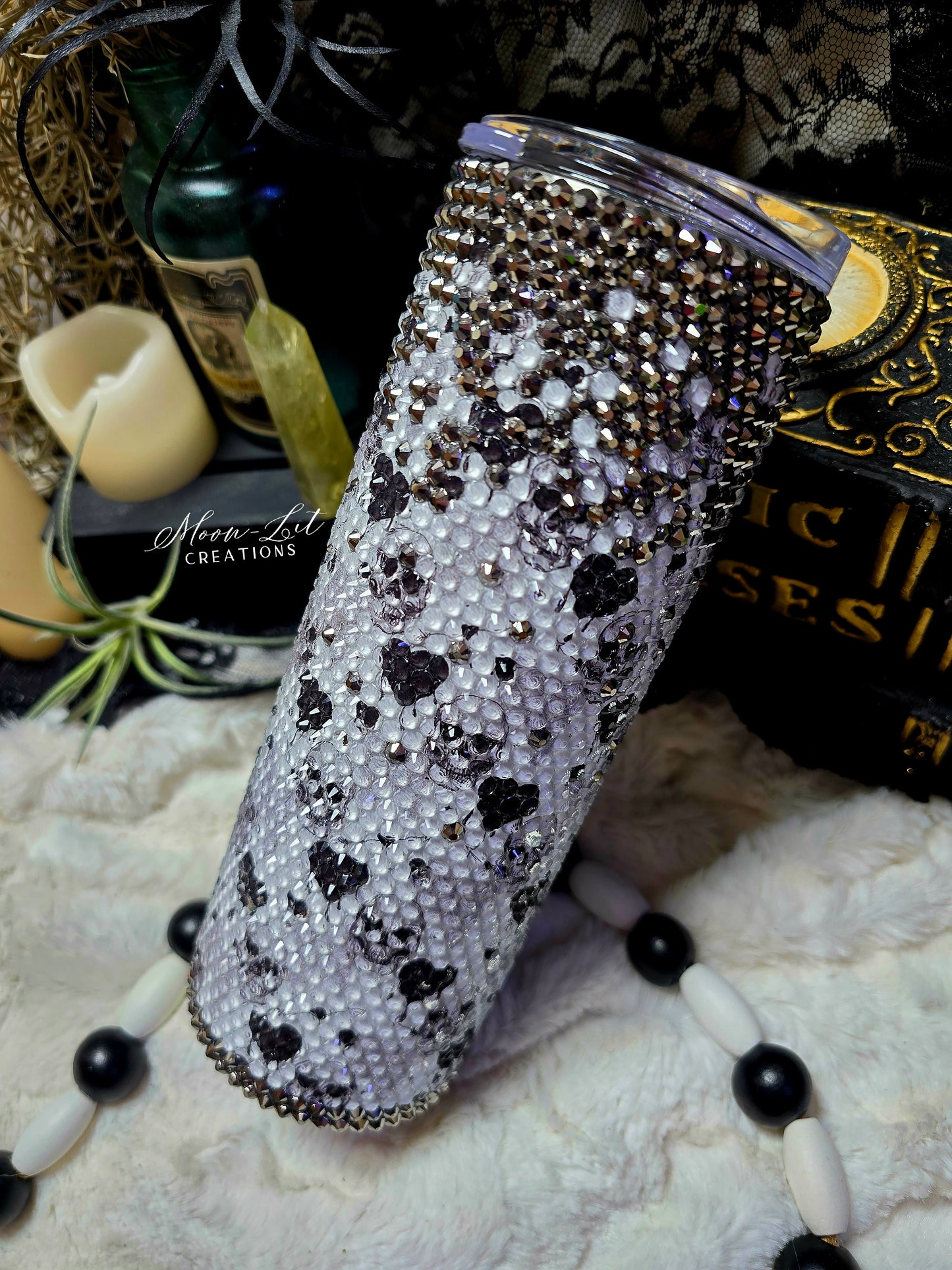 Skull & Black heart Ombred Rhinestoned 20oz Cup (Ready to Ship)