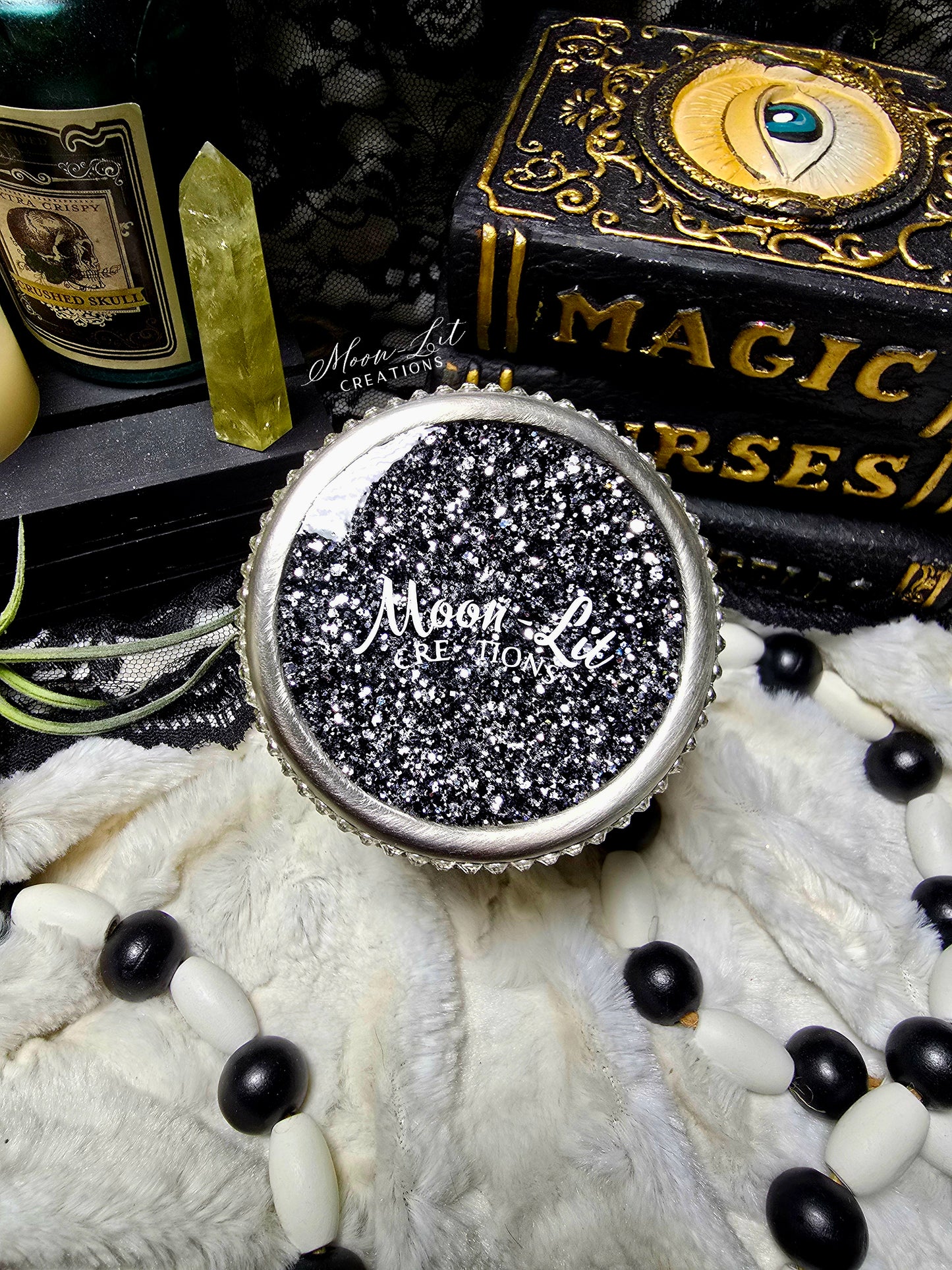 Gun Metal Black & Silver Ombred Rhinestoned Whiskey Tumbler (Ready to Ship)