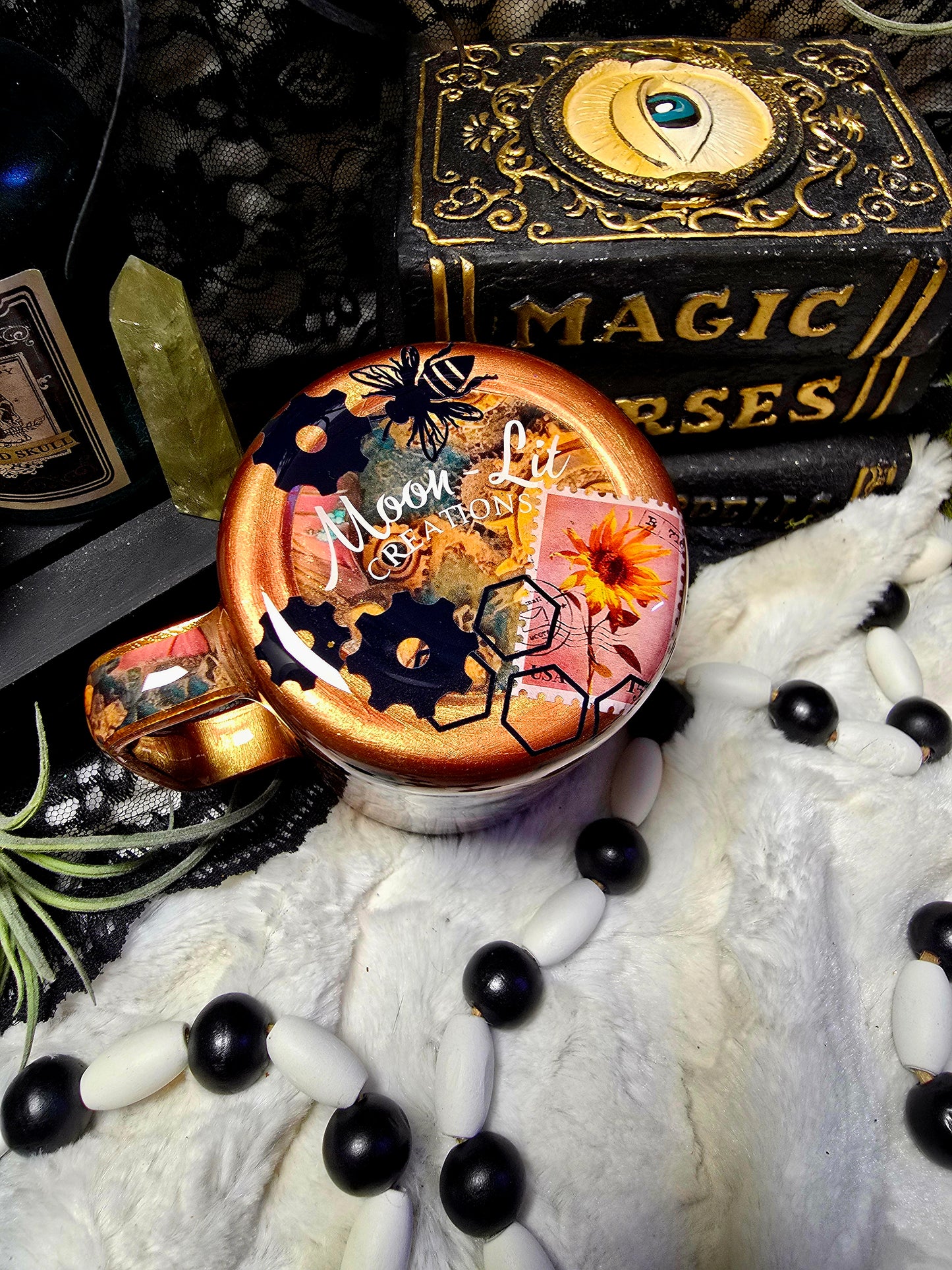 12oz Floral Steam punk coffee mug