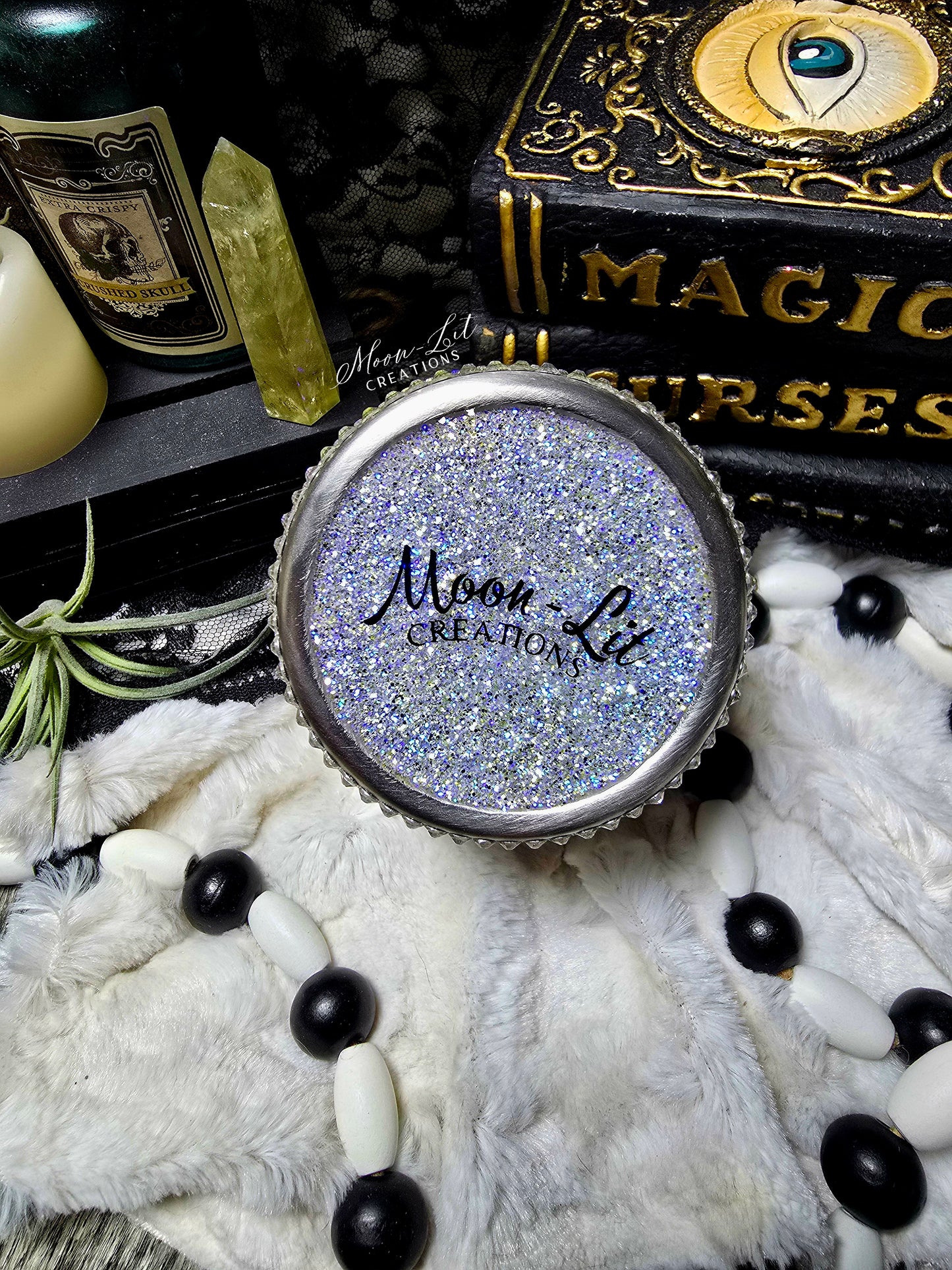 Moon & Bat Rhinestoned Whiskey Tumbler Cup (Ready to Ship)