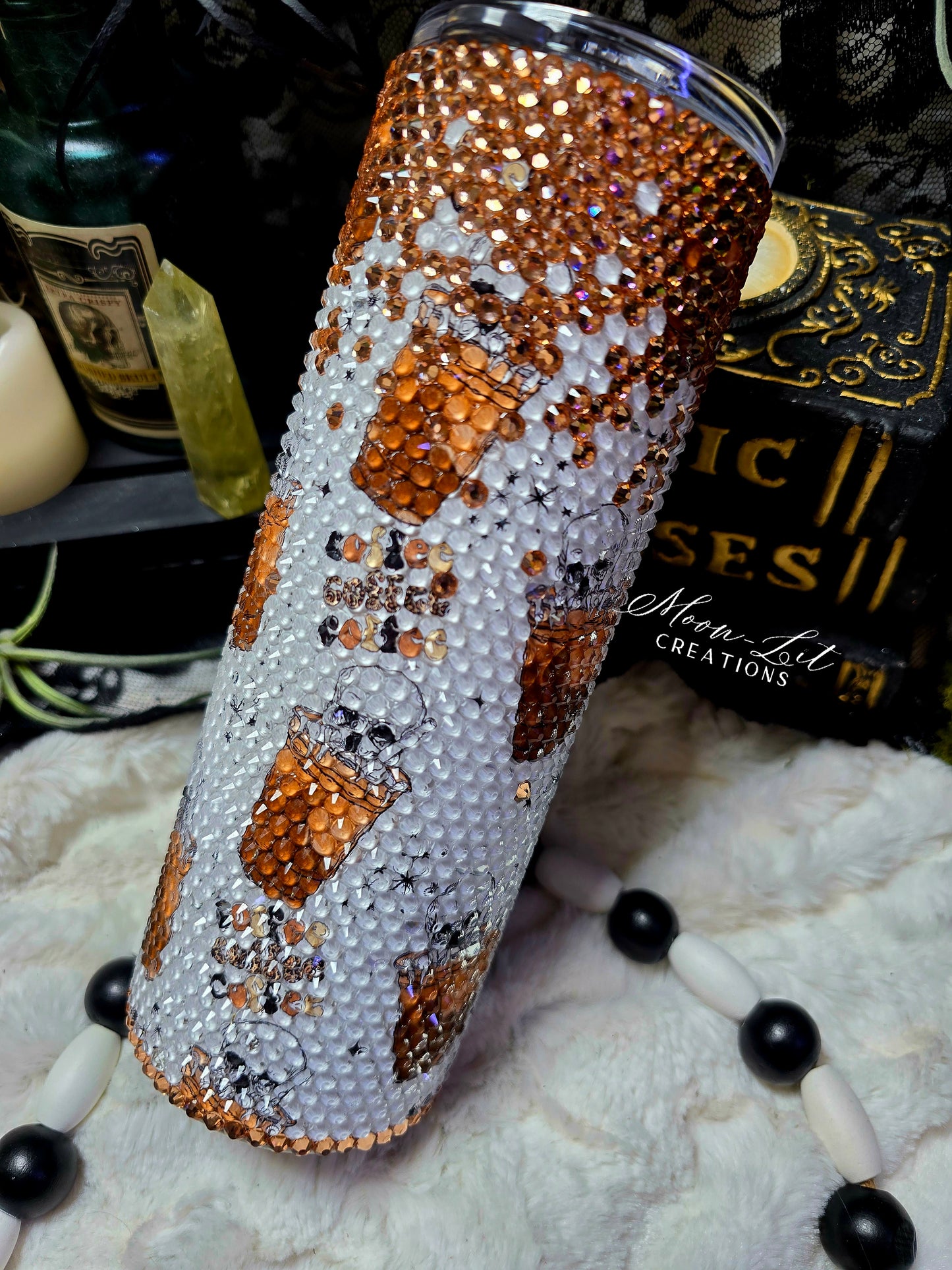 Skull & Coffee Ombred Rhinestoned 20oz Cup (Ready to Ship)