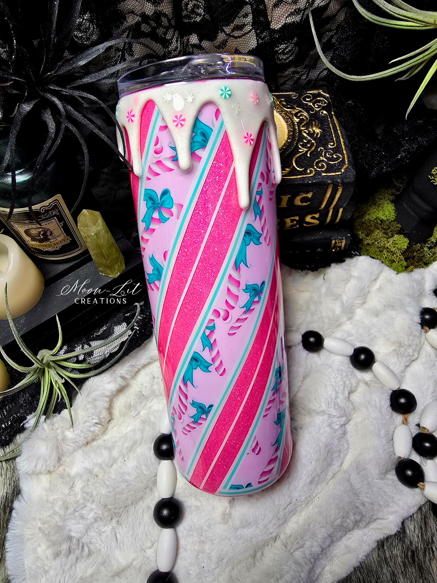 Pink candy cane & bows 30oz cup (Ready to ship)
