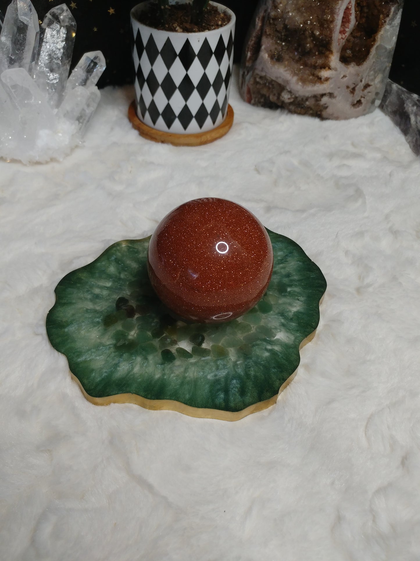 Green Aventurine & Selenite Agate inspired coasters (set of 2)