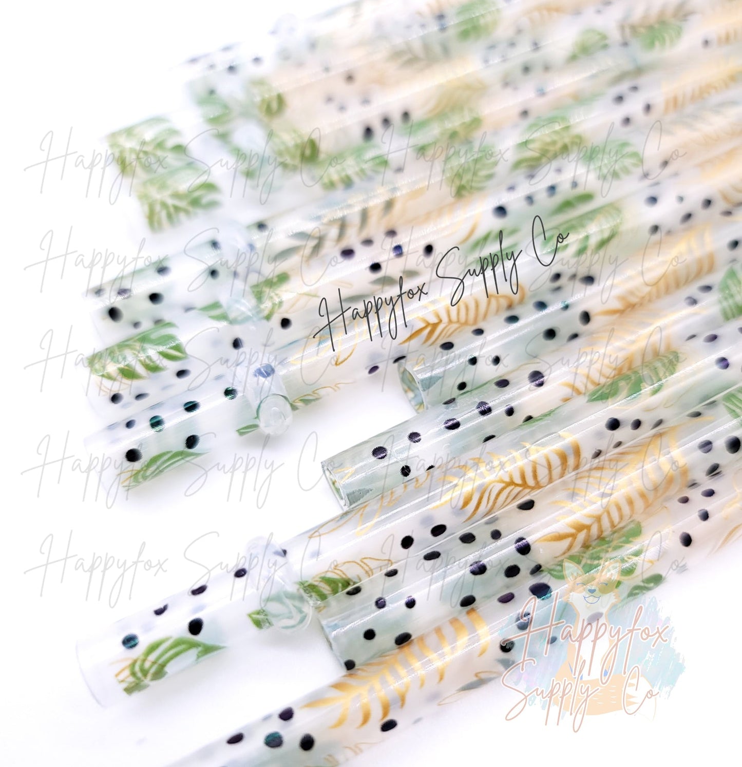 11" Tropical Matallic Reausable Plastic Straw