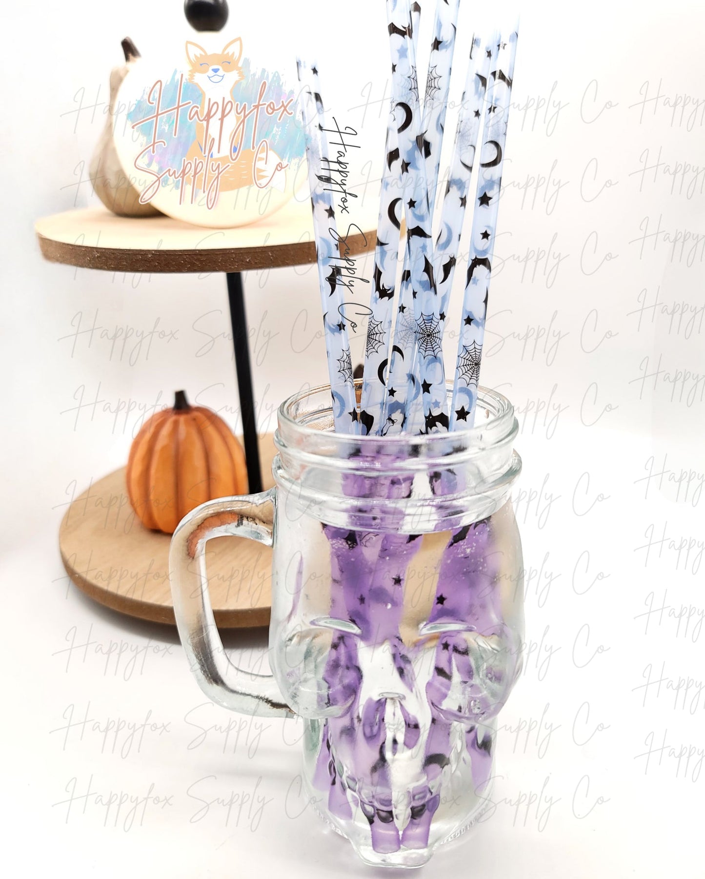 10" Color Changing Halloween straw (Changes blue to purple)