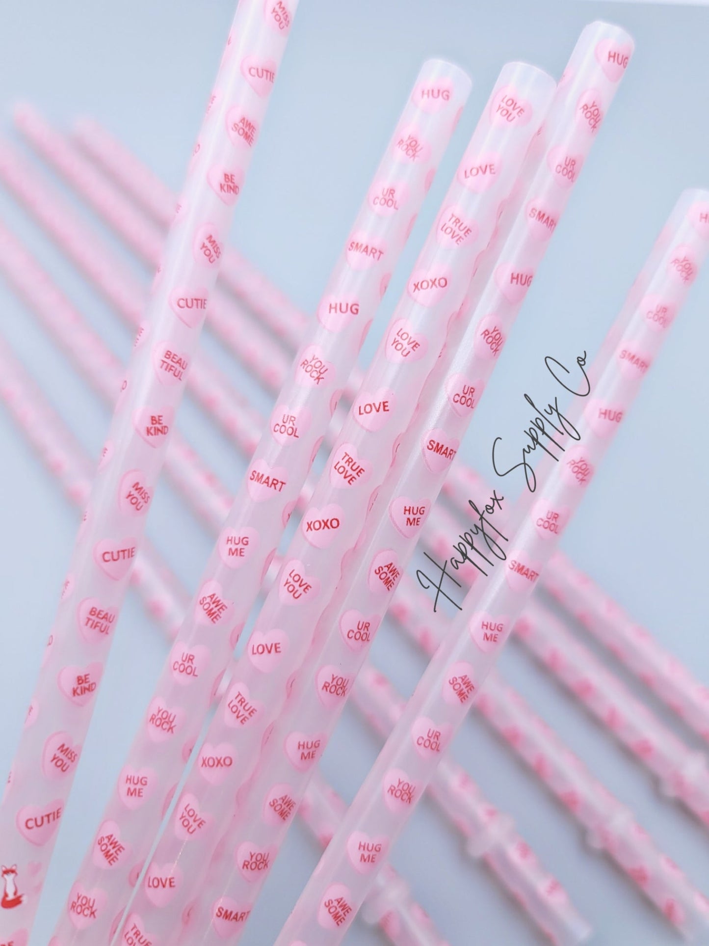 Clear Candy Heart Reusable plastic straw