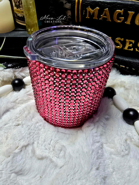 Pink & Silver Rhinestoned Whiskey Tumbler (Ready to Ship)