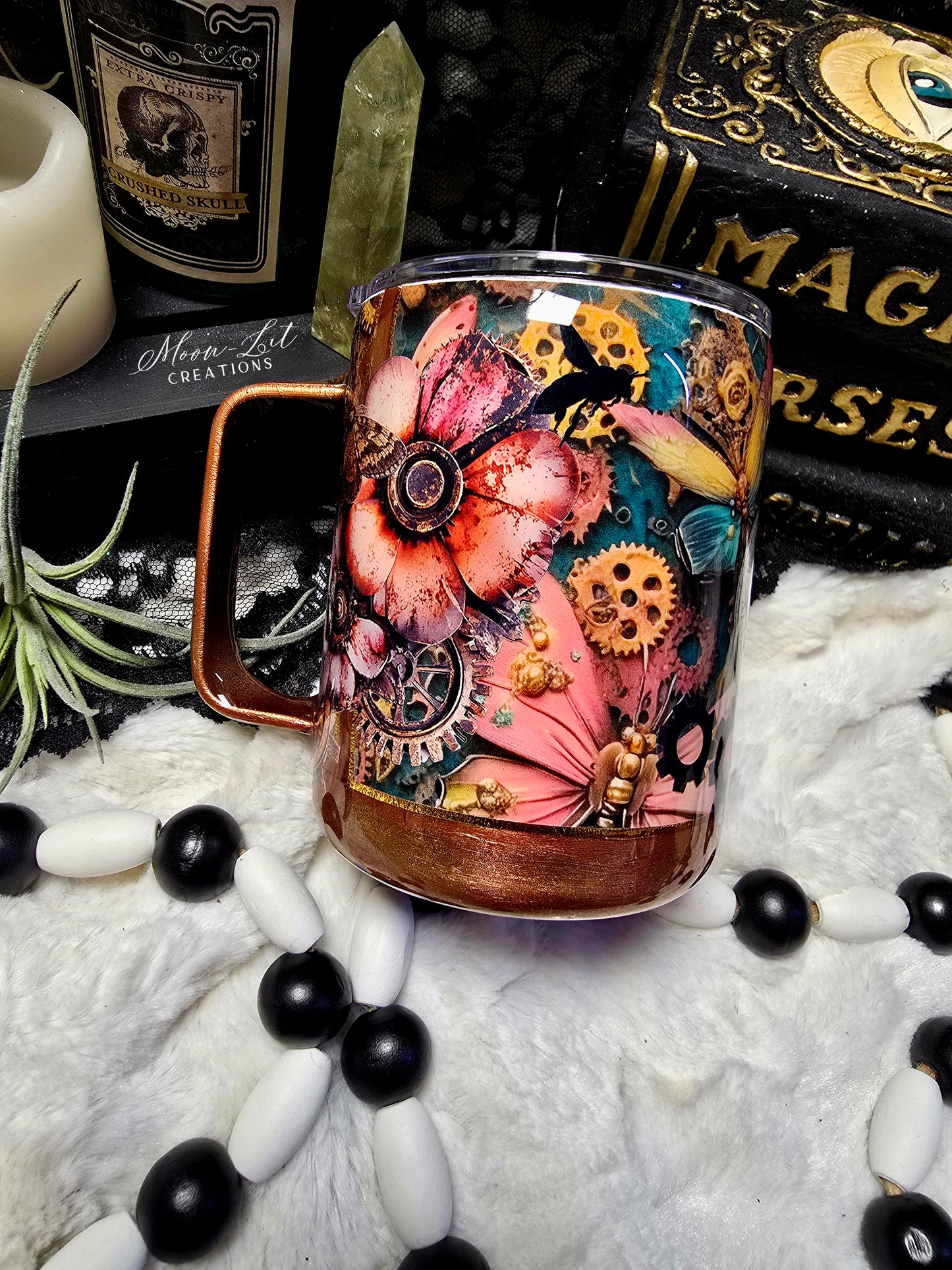 12oz Floral Steam punk coffee mug