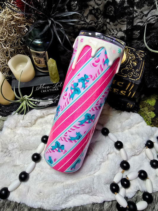 Pink candy cane & bows 30oz cup (Ready to ship)