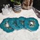 Chrysacolla & Selenite Agate inspired coasters (set of 4)