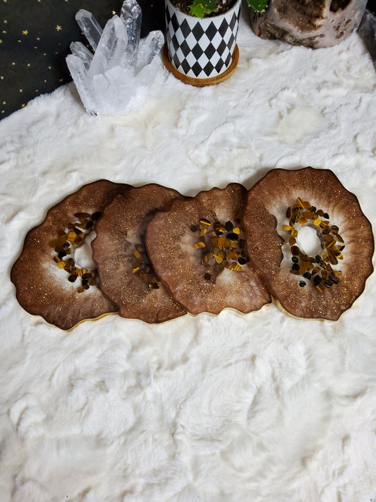 Tigerseye Agate inspired coasters (set of 4)