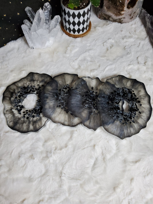 Snowflake Obsidian & Selenite Coasters (set of 4)