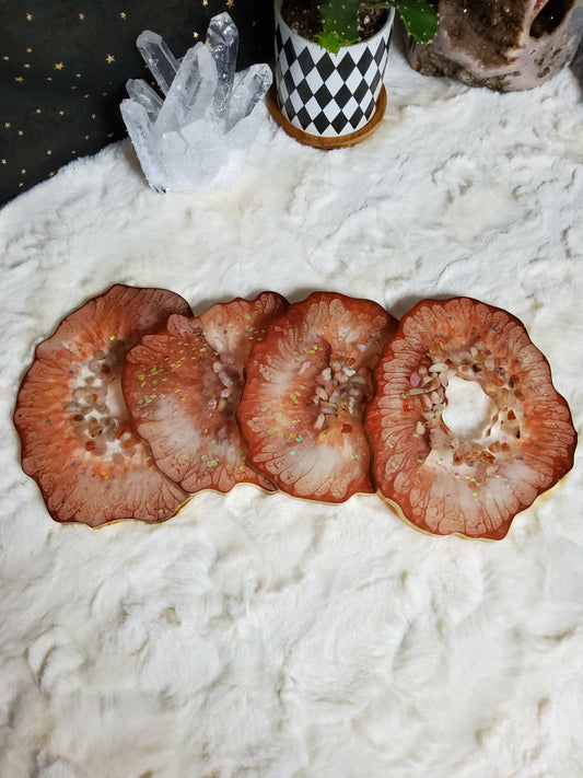 Sunstone Agate inspired coasters (set of 4)