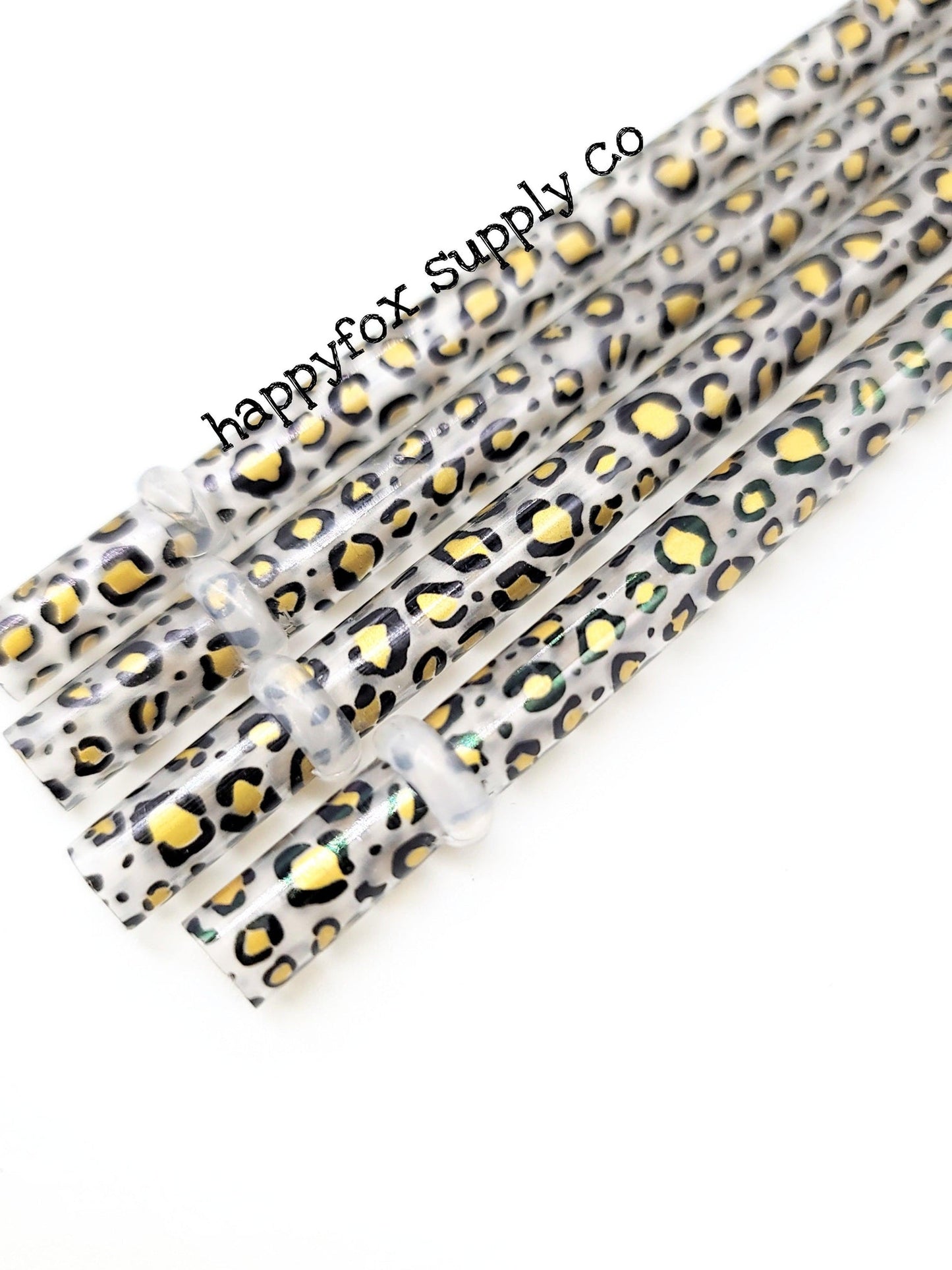 10" Metallic Leopard Straws