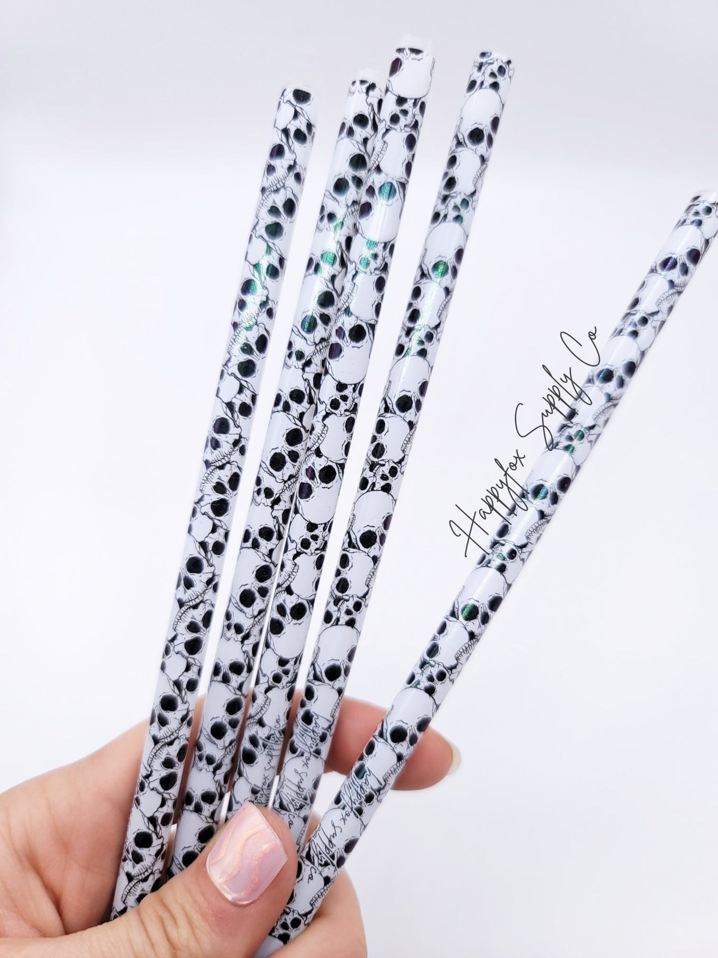 10" Skull Reusable Straws