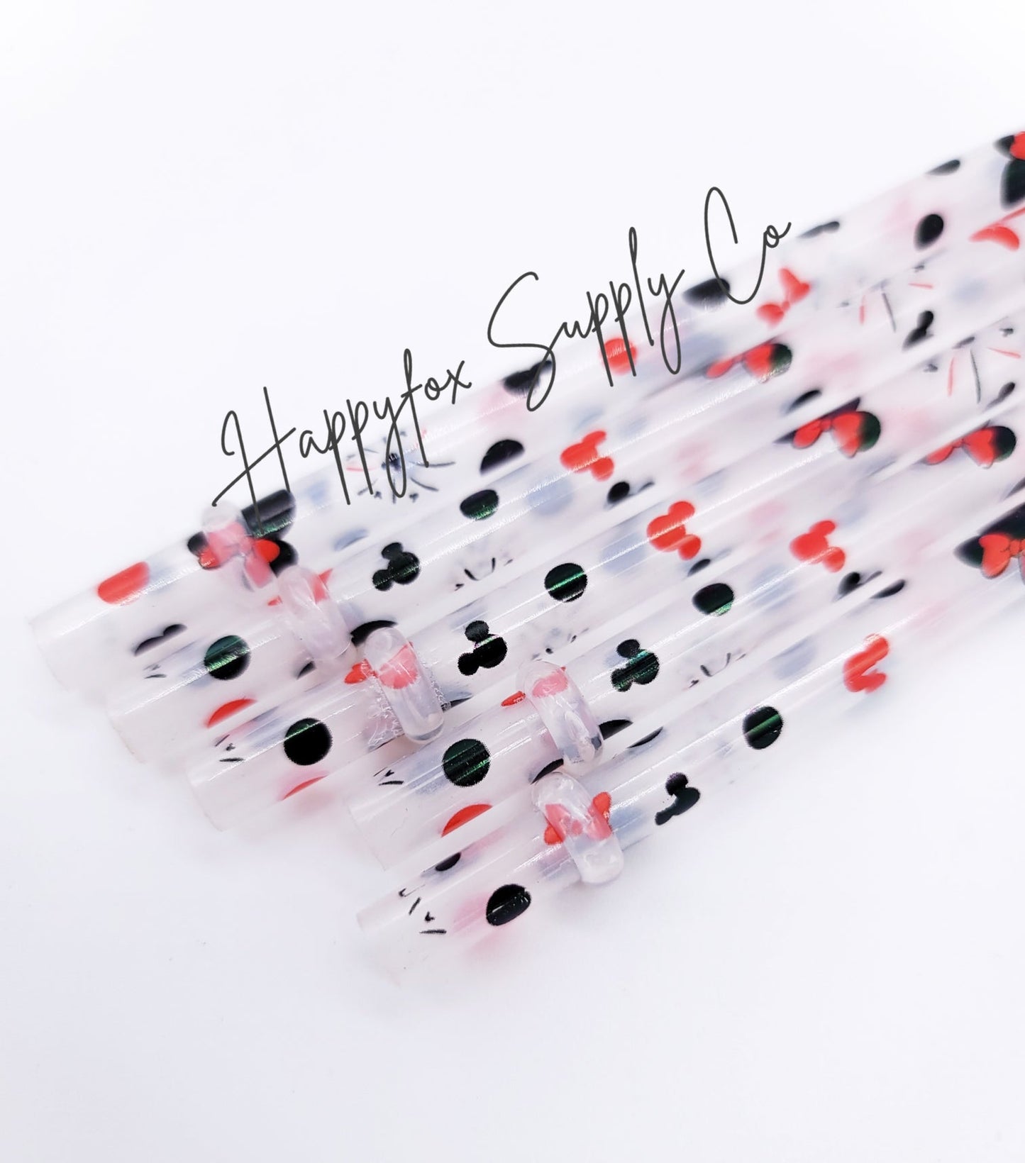 10" Mouse Black & Red Straws