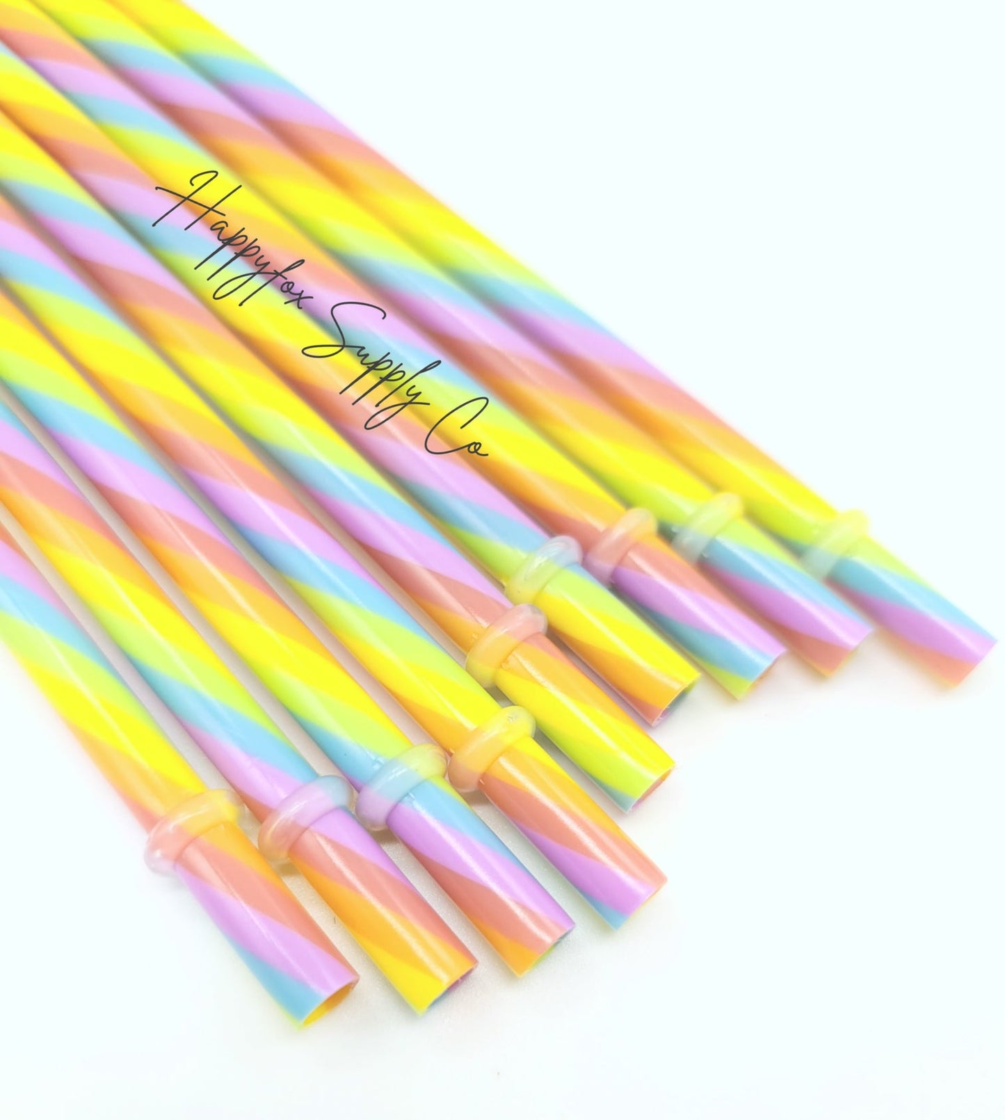 10" Rainbow Reusable Plastic Straw