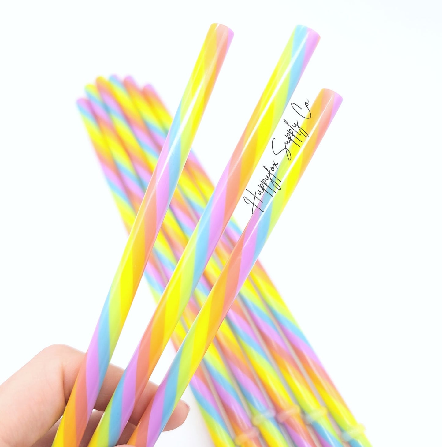 10" Rainbow Reusable Plastic Straw