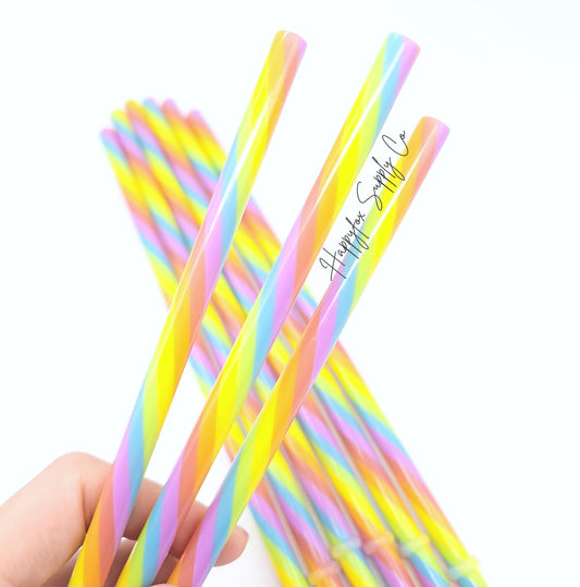 10" Rainbow Reusable Plastic Straw