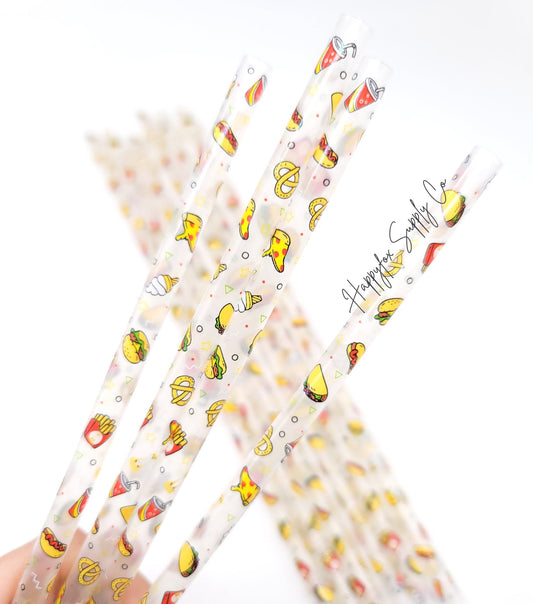 10" Junk Food Reausable Plastic Straw