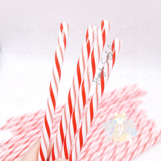 9.8" Candy Cane reusable straw