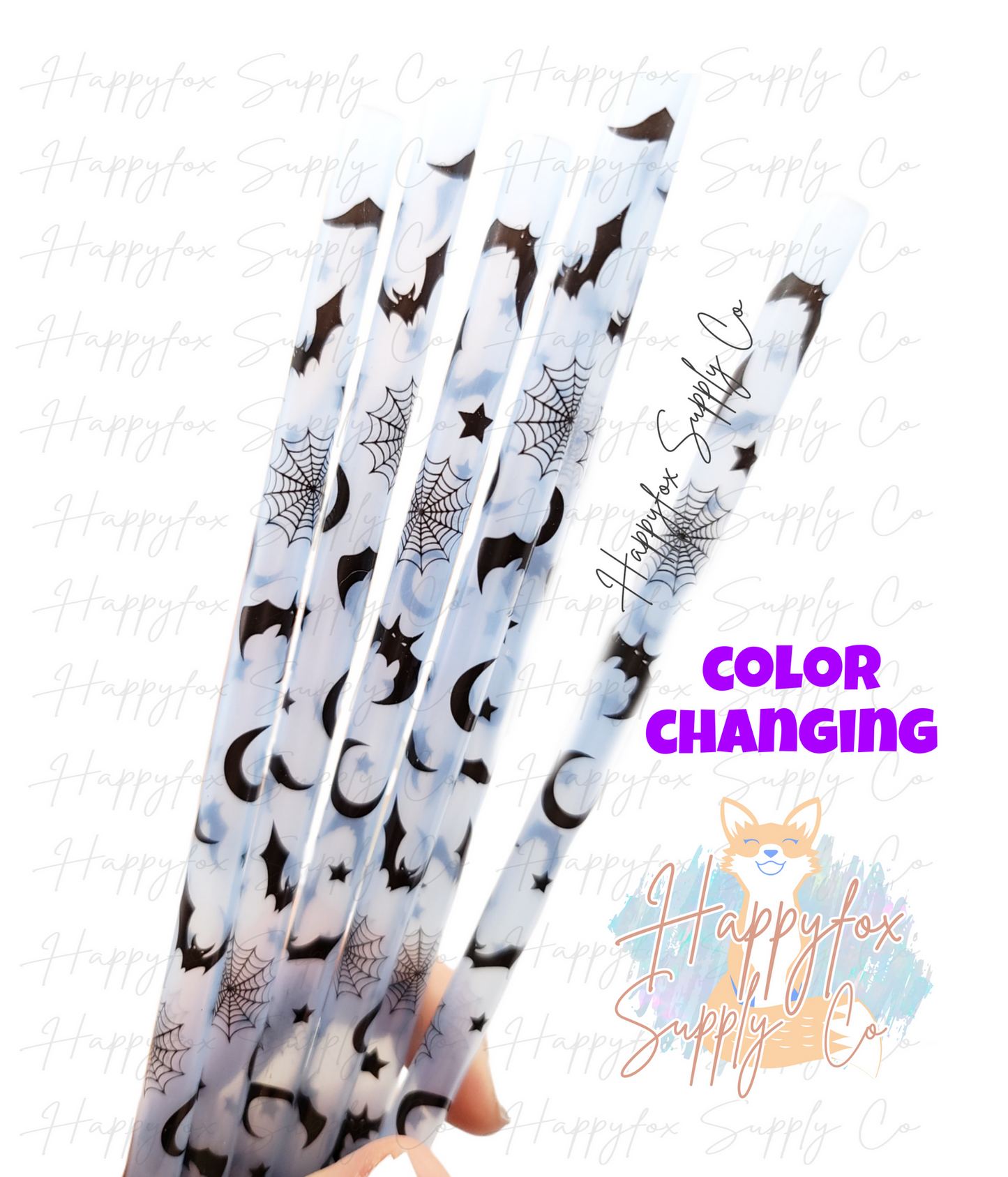 10" Color Changing Halloween straw (Changes blue to purple)