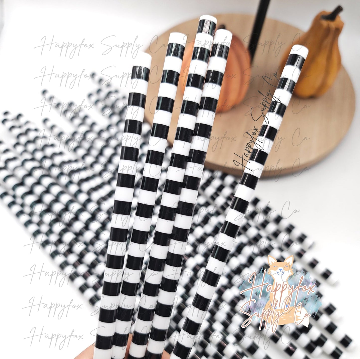 10" Striped reausable plastic straw