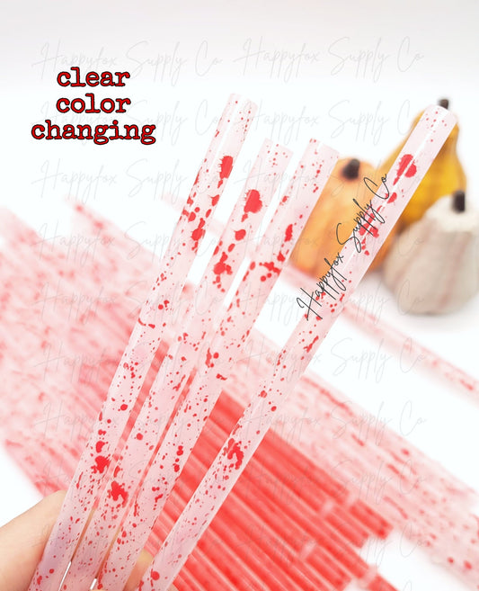 10" Blood Splater (Color Changing) Reausable Plastic Straw