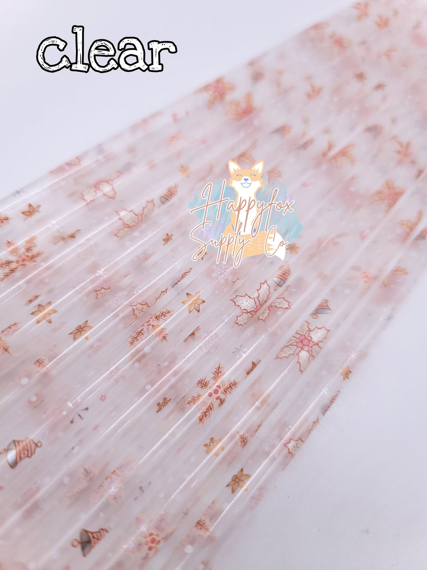10" Pink Winter Reusable Plastic Straw