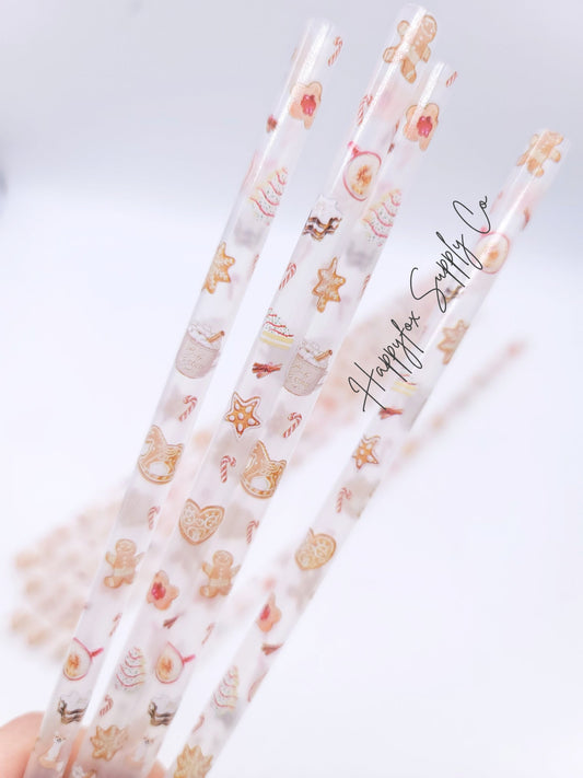 10" Winter Treats Reusable Plastic Straw