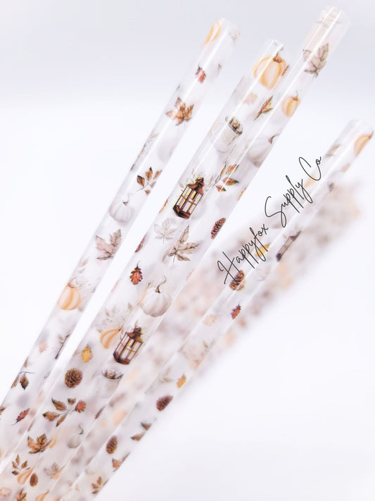 10" Fall Vibes Reusable Plastic Straw