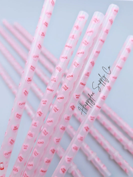 Clear Candy Heart Reusable plastic straw
