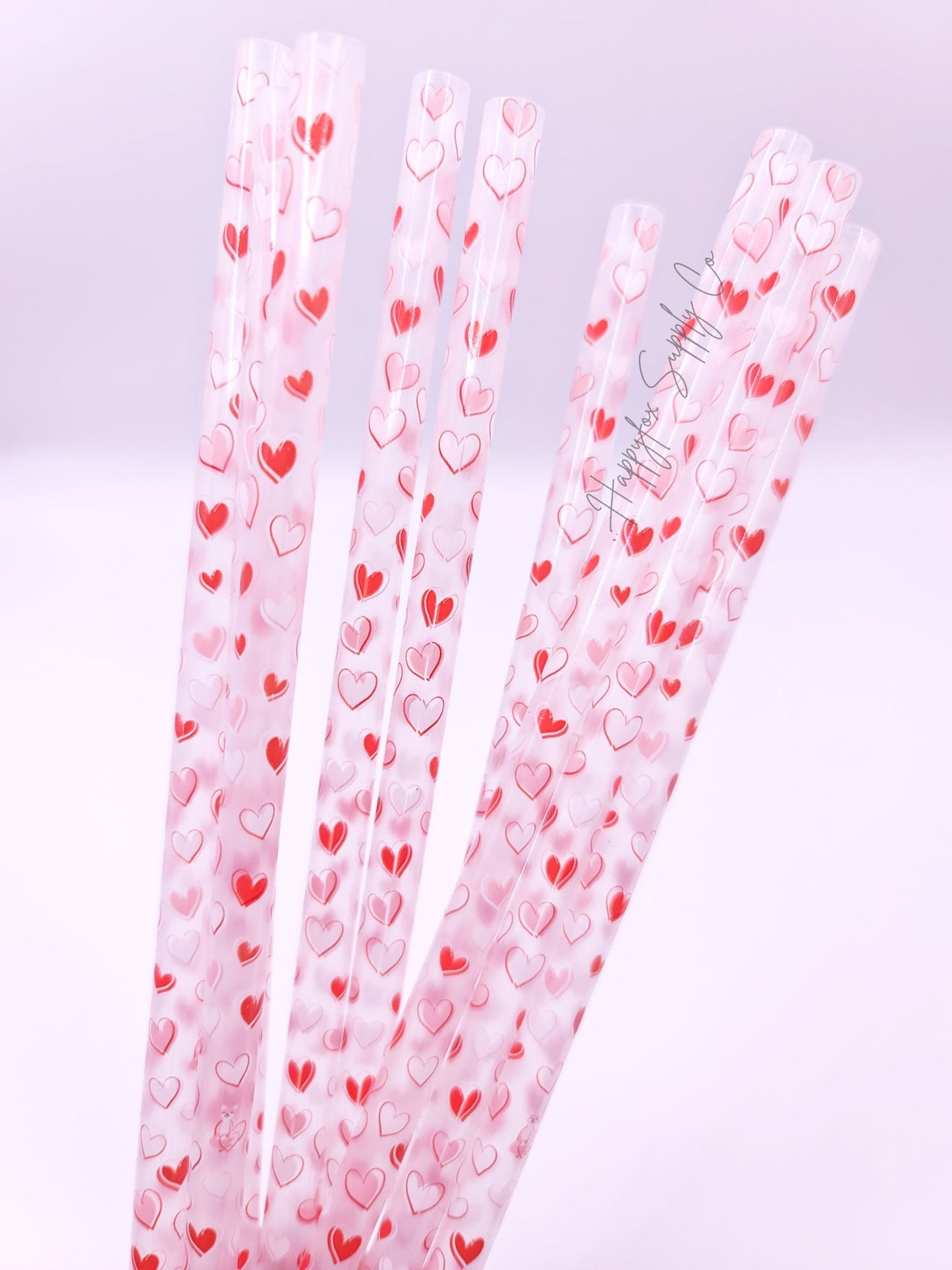 Clear Valentine Heart Reusable plastic straw